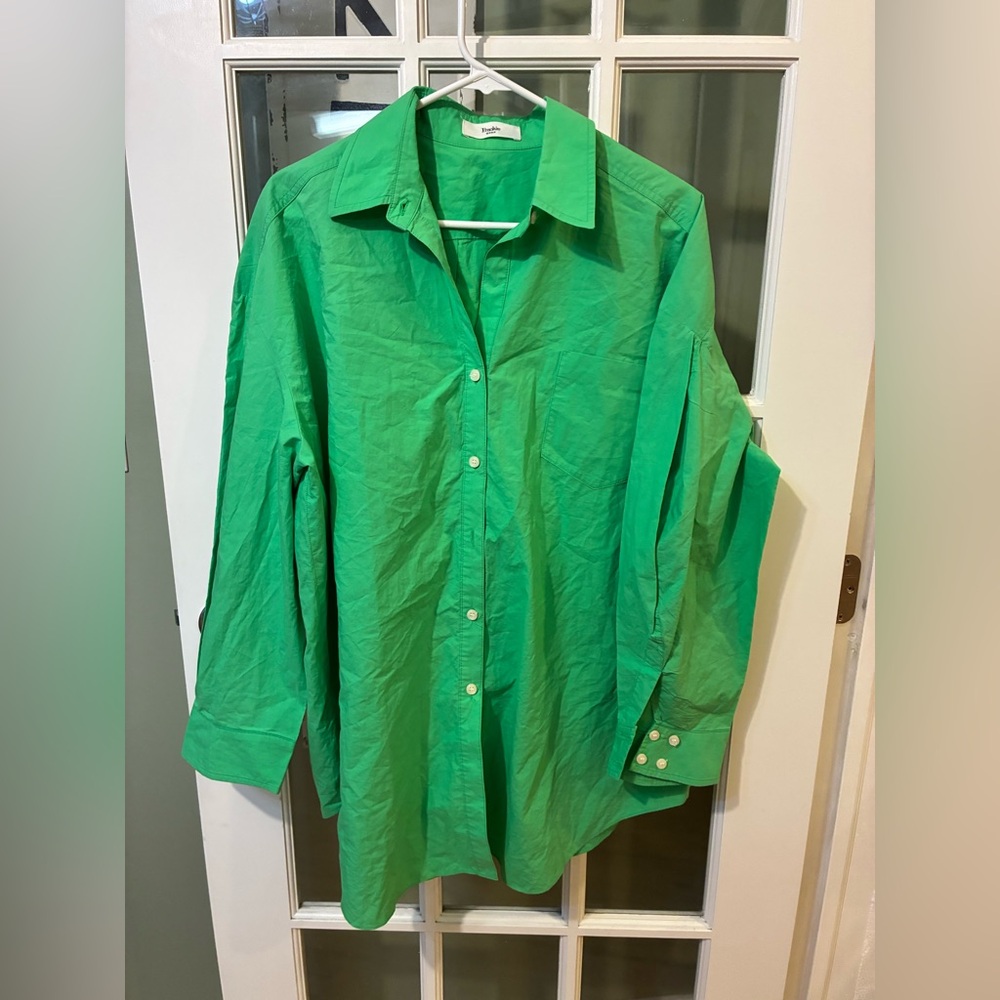 Frankie Shop Classic Green Button-Up Shirt 100 percent Cotton